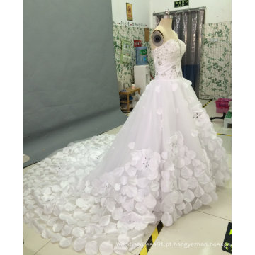 Vestidos de casamento Princess Strapless com Crystal Rhinestone Flower